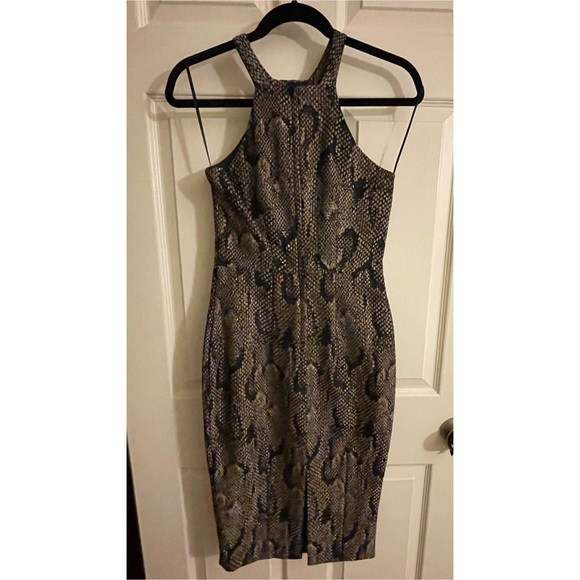 H&M brown metallic snake print dress size 4 - Picture 4 of 5